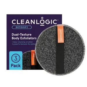 Cleanlogic Detoxify Dual-Texture Body Exfoliator – Charcoal-Infused Exfoliating Scrubber for Deep Pore Detox (1 Pack / 3 Pack) Skin Repair Cleansing