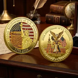 250th Anniversary Of US Founding Gold Commemorative Coin, 4th Of July Independence Day Souvenir Coin, Statue Of Liberty Independence Hall Collection, 1776–2026 USA Independence Day Celebration | 250326.C00682.ID03