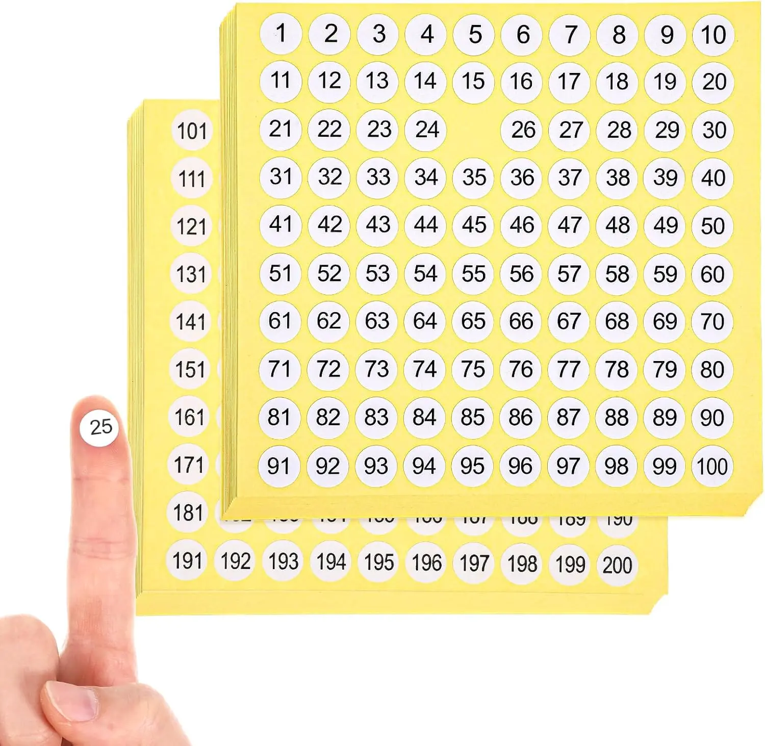 Self-Adhesive Round Plastic Stick on Numbers Stickers (3000 Pcs, 15 Sets of 1-200 Consecutive Labels) - 0.4 in (1 cm) Durable Decals for Classroom, Office Stationery to Quickly Identify Items