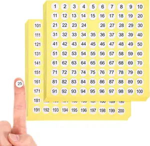 3000 Pcs Small Number Stickers, 15 Sets 1-200 Consecutive Round Labels, 0.4 Inch Self-Adhesive Round Number Decals