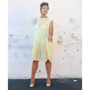 60S INSPIRED YELLOW SHEER THREE-WAY WRAP DRESS NIGHTGOWN LINGERIE
