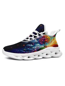 Men's Black Breathable Running Shoes Colorful Heart Galaxy Print Sports Sneakers Walking Shoes
