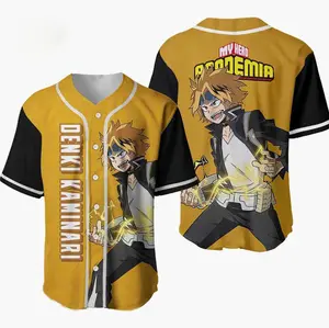 Personalized Denki Kaminari My Hero Academia Baseball Jersey Shirt, Baseball Jersey Shirt, Outdoor Sports, Sport Shirt, Dynamic And Comfortable
