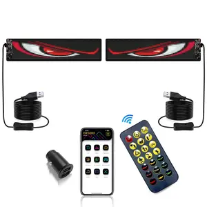 Synchronous Dual-screen Display Devil Eye Car Flexible Screen, Remote Control for Direct Eye Settings, Dual USB Car Charger Included, with APP Control for Personalized Text, Patterns, and DIY Graphics