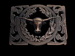 Charro Long Horn Buckle - Elegant Buckle for Leather Goods, Classic Design, Versatile Use