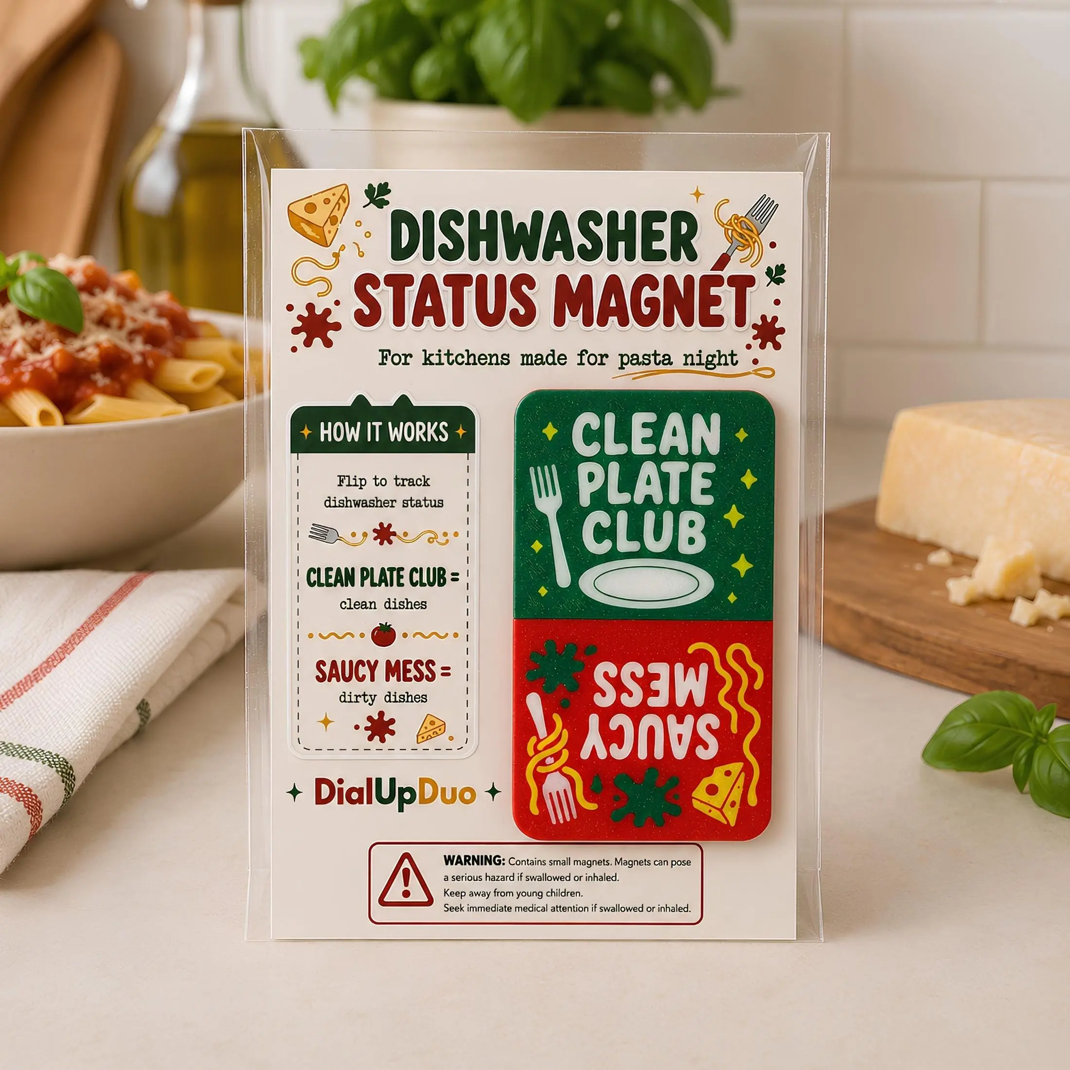 Saucy Mess Dishwasher Clean Dirty Status Magnet | Fun Kitchen Decor Gift