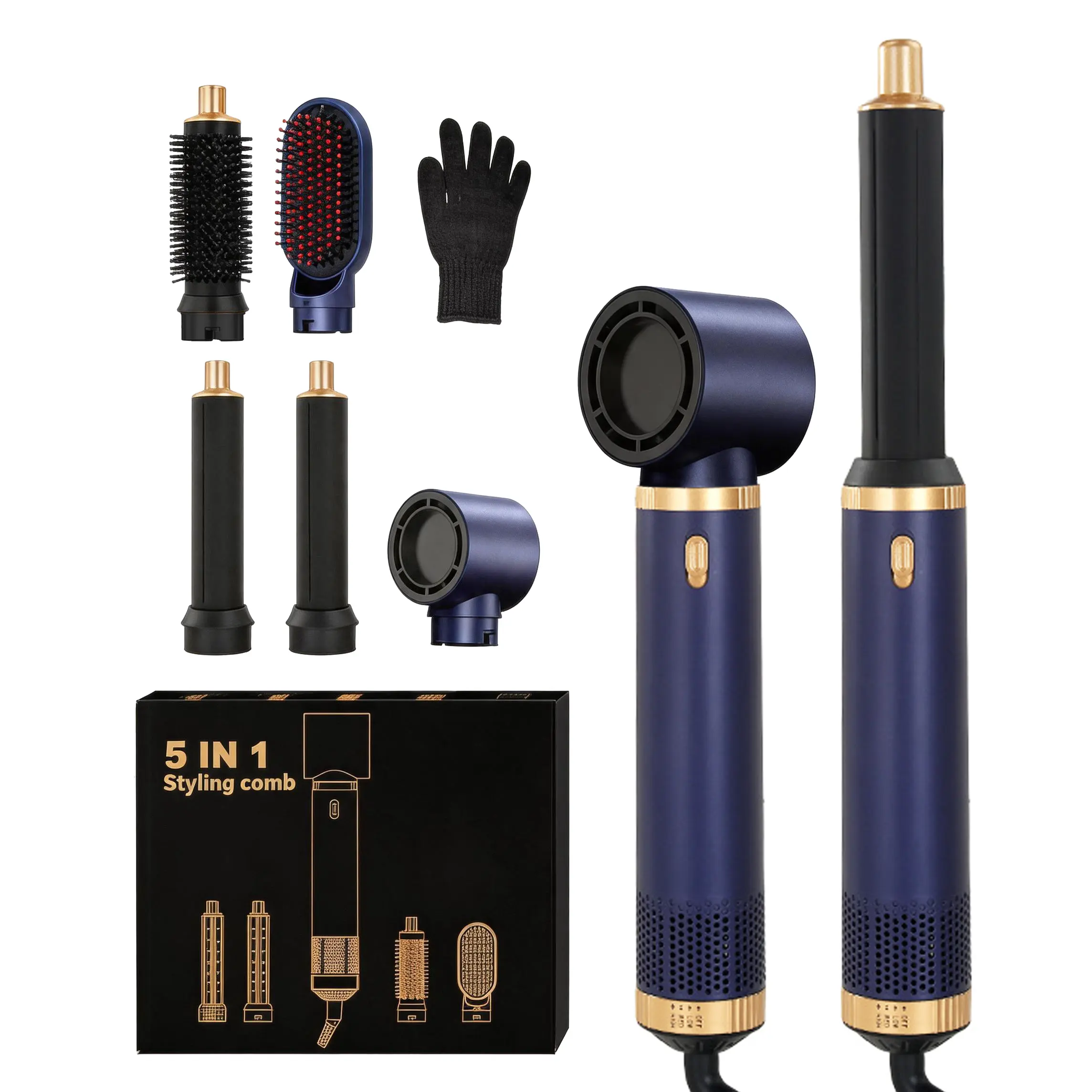 5 in 1 Hair Dryer Brush Set, Negative Ion Blow Dryer Brush Air Styler Curling Wrap Air Curler, Curling Iron Hair Styling Tools As A Gift for Straight/Curl/Drying/Smoothing