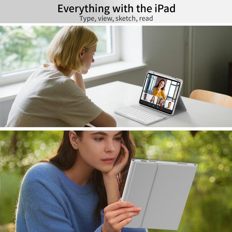 Kenke Backlit Magnetic Bluetooth Keyboard Case Foldable Multi-Angle Cover with Pencil Holder Color Options For iPad (A16)11th/10th Gen11/10.9''2025/2022,iPad Air11''M3/M2 2025/2024,Air5th/4th Gen10.9''2022/2020