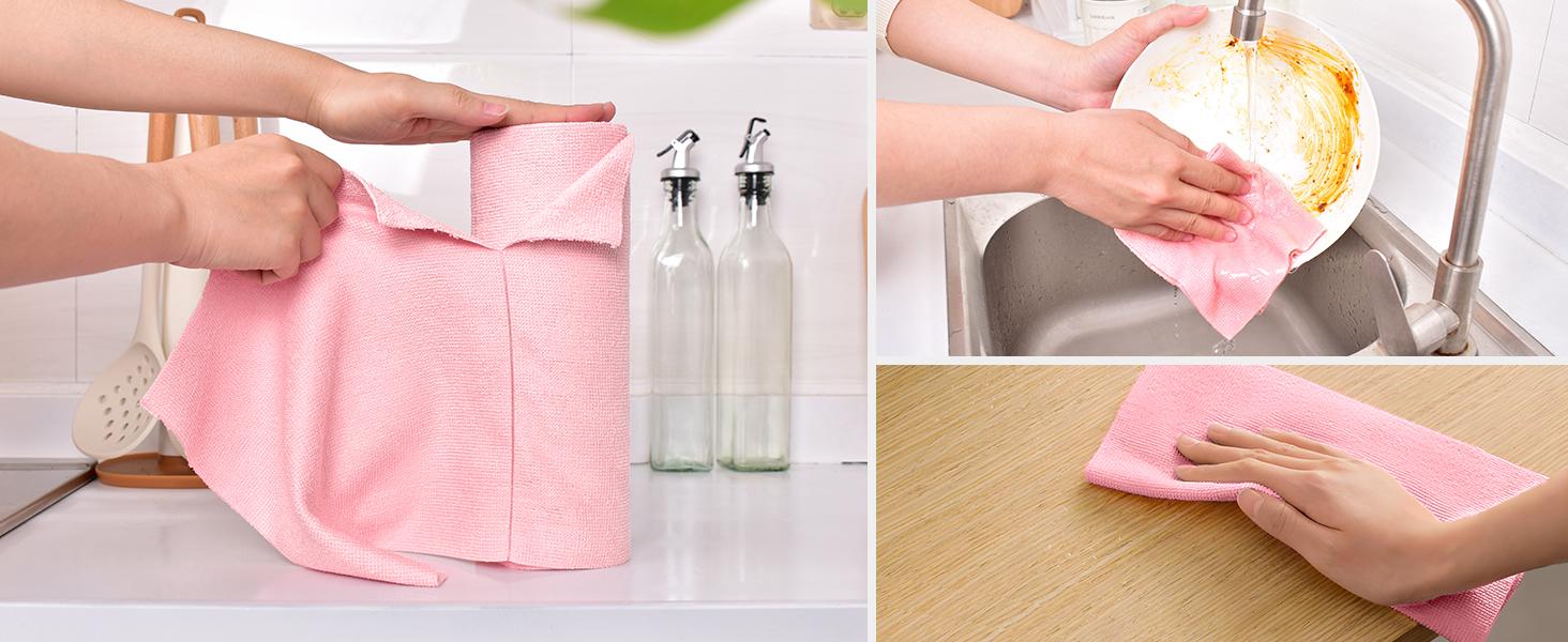 Tear-Away Polyamide Synthetic Cleaning Cloths Roll (20-Pack, 1 Roll) - Durable, Soft, Removable, Washable, Ultra-Absorbent Absorbent Washcloths for Kitchen, Desk Use - Traditional Casual Multi-Surface Home Care Supplies (Do Not Bleach)