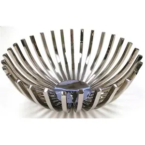10 in. Dia. Stainless Steel Hilary Round Basket Home Decor