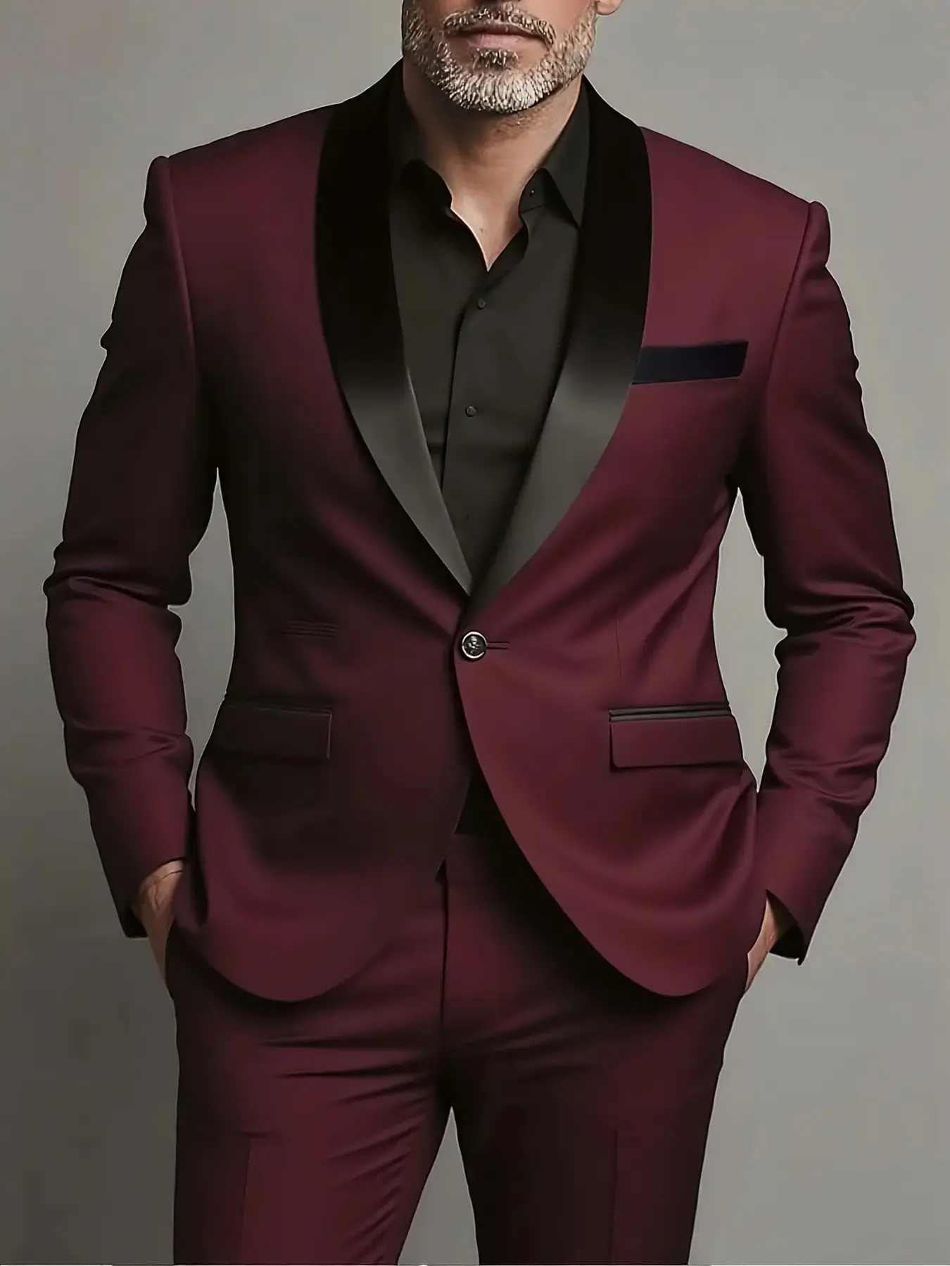 Men'S Formal Suit Two-Piece Set - Single Button Blazer & Pants, Slim Fit, Solid Color, Long Sleeve, Lapel Collar, Non-Stretch Fabric, Perfect for Interviews, Business, And Casual Parties, Business Attire, Formal Wear |   Slim Fit Suit |   Nonstretch Fabri