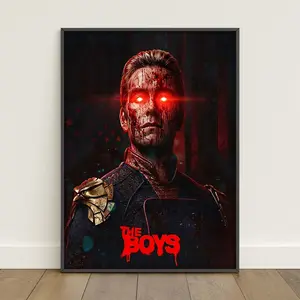 The Boys Horror Poster Unframed Wall Art, Homelander Red Eyes Print, Dark Superhero Room Decor, TV Series Fan Gift, Gothic Canvas Poster