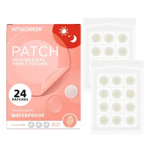 Hitworker Microneedle Hydrocolloid Blemish Cover Patches, 24 Count, Waterproof Transparent, Day & Night Skin Care, Facial Protective Stickers