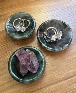 Moss Agate Shallow Bowl