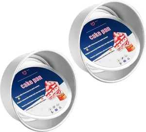2 Pack 6-Inch Non-Stick Deep  Round Cake Pan With Removable Bottom For Wedding/Birthday/Christmas Cake Baking Round Cake Tin Set With Loose Base