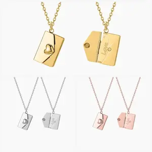 Non-Fading Couple Book Pendant Necklace Personalized DIY Love Book Locket Openable Mini Book Sweater Chain Romantic Gift for Couples Adjustable 16-18 Inch Chain Sentimental Interactive Design