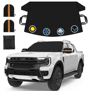 Windshield Cover for Ice and Snow, Thicken Extra Large Size Car Windshield Snow Cover with Side Mirrors Cover, Winter Windshield Covers Windproof Covers Fits Most Sedan SUVs Trucks (81"x 43")