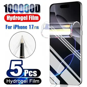5 Pack HD Hydrogel Soft Screen Protector for iPhone 17 Air/17 Pro Max/17 Pro/17/16E/16/15/14/13/12/11/Pro Max/Pro/Plus/Mini/X/XS/XR/XS MAX,Full Coverage,Dynamic Island Compatible,Anti-Scratch,Anti-Fingerprint,Easy to Install[nont glass]