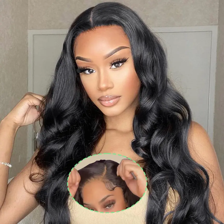 MYLOCKME Body Wave 6x4 5x5 Glueless Wig Human Hair Pre Plucked Natural Black Color Easy To Wear Pre Cut 9x6 7x5 Lace Closure Wigs For Black Women