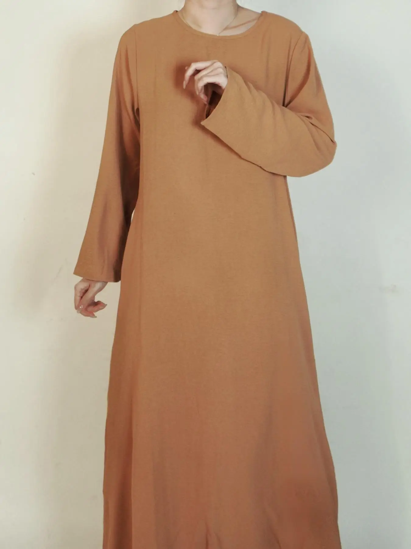 Women's Solid Long Sleeve Round Neck Arabian Dress, Modest Outfits for Women, Casual Long Dress for Summer, Summer Outfits 2024, Fashion Women's Islam