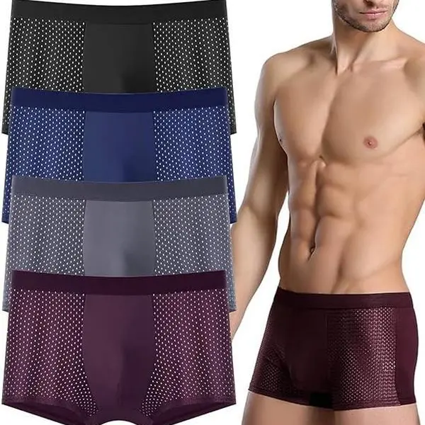 4-Pairs Mesh fashion underwear super cool popular breathable temptation comfortable non-marking men's underwear men's youth sports mesh breathable boxer shorts head mesh underwear Men's ComfortSoft Moisture-Wicking Cotton stretchy men Fathersdaygift Athle