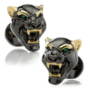 Sterling Silver Black and 14K Gold Vermeil Panther Cufflinks