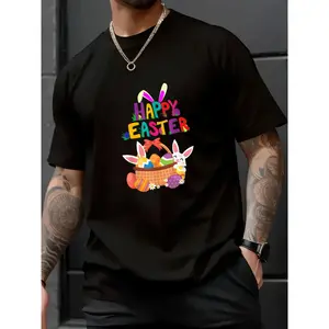 100% Cotton Unisex Happy Easter - Happy Easter for Men and Women - Easter T-Shirt - Men's Easter pattern T-shirt