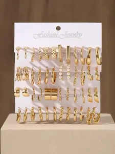 Women's Minimalist Twisted Circular Hoop Earrings Set, Fashion Geometric Earrings for Party & Daily Wear, Retro Aesthetic Jewelry, Hoop Earring Sets