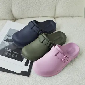 Roxoni Women's Clogs with Adjustable Buckle, Antislip Sole, Round Toe, Slip-On, EVA Material, Various Colors, Comfortable Fit for Errands & Lounging