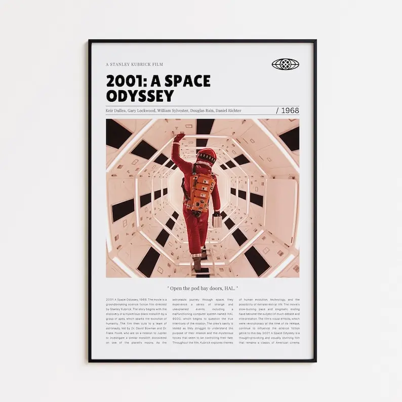 2001: A Space Odyssey, Stanley Kubrick, Retro Movie Poster, Custom Movie Poster