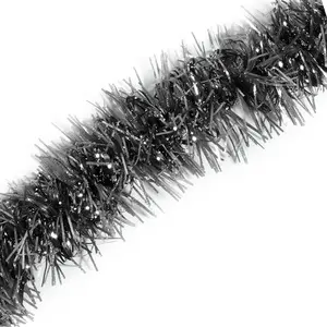 Anderson's Black Tinsel Garland - 15' Long x 2" Wide, Parade Float Decorations for Trailer Or Golf Cart, Christmas Garland Décor for Home and Party