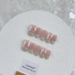 Short Nail Collection-Handmade Press-On Nails-3D Charm Design-Acrylic Nails Design-Boutique Handmade Press On Nails Kit-Reusable Salon-Quality Handmade Nails-Durable Nails Art-Easy Removable Nails-Easy Apply-3D Acrylic Fake Nails-Fashion False Nails