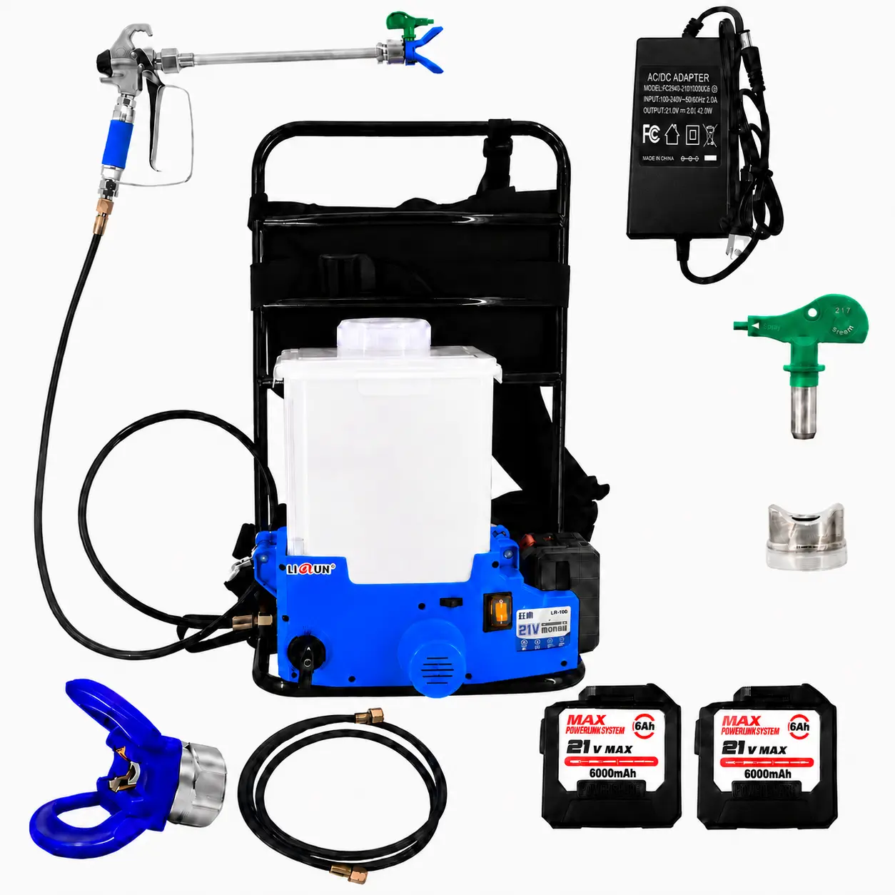 21V Cordless Backpack Airless Paint Sprayer, 500W, 2320 PSI, 0.29 GPM Max Flow Rate, 1.6 gal Hopper Capacity, Paint Anywhere, Move Freely, Perfect for Walls, Fences, Decks, Doors & More