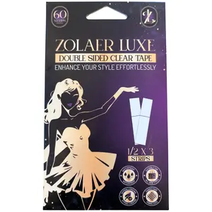 Zolaer Luxe Double-Sided Clear Tape - 60 Strips for Dresses, Strapless Tops & Wardrobe Fixes, Skin-Friendly Adhesive, Invisible Fashion Tape, Formal Fabric