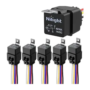 Nilight 5-Pack 12V Waterproof Relays with Harness Set, Heavy-Duty 40/30A 12 AWG Tinned Copper Wires, Copper Coil, 5-PIN SPDT for Garage Lighting, Outdoor Electrical Installations