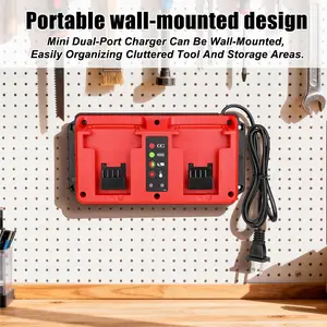 Beytvyow tools 18V Battery Dual Charger Station, 2 Ports Compatible with Milwaukee M18 18V Batteries, Mini Multi‑Voltage Charger Input 100–240 V outdoorfun Replacement Pack