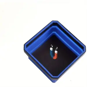 Square silicone foldable magnetic parts tray — strong magnet version; hardware tool parts box; silicone tool tray