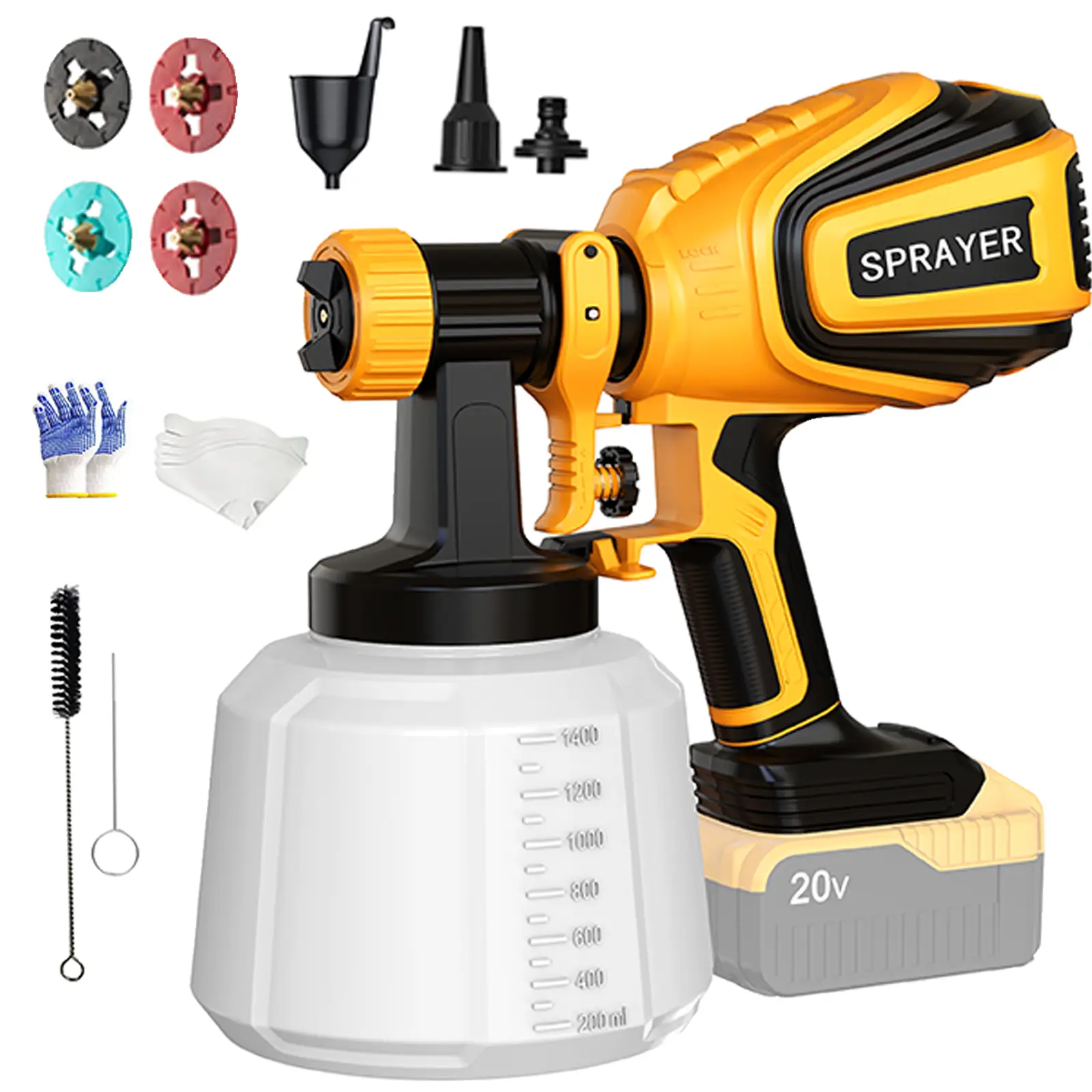 Cordless Paint Sprayer for Dewalt 20V MAX Battery Electric Spray Paint Gun with High Capacity Container Easy to Clean Batteries not Included