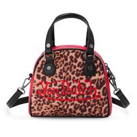 Von Dutch Red Leopard Vegan Pony Hair Bowling Bag