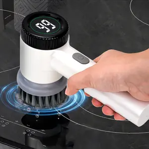 Electric Spin Scrubber Waterproof Cordless Cleaning Tool 5 Interchangeable Brush Heads with Adjustable 2 Speeds, Handheld Power Scrubber for Bathroom Kitchen Floor Tub Sink Stove Pots Car Cleaning
