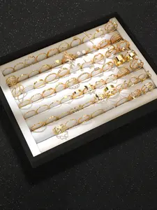 Elegant Butterfly Heart Flower Leaf Faux Pearl Rhinestone Wave Geometric Multi-Layer Wide Metal Dainty Stacking Rings Set, Perfect Gift for Parties & Daily Wear