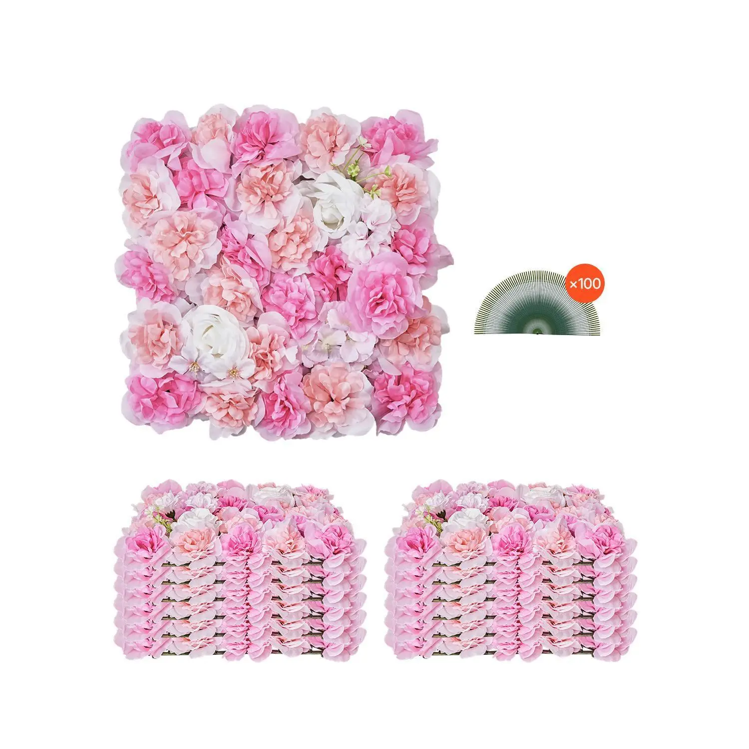 【FathersDayGift】VEVOR 3D Flower Wall Panel 12 PCS 15x15 in Artificial Floral Mat for Wedding Privacy
