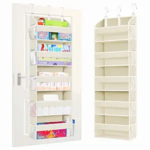 NOVIDA Over The Door Hanging Bag with 5 Side Pockets Weekly Clothing Organizer for Bedroom Bathroom Dormitory 44 lb Capacity Anti-Tilt Design Easy Installation Multi-Functional Storage Rack
