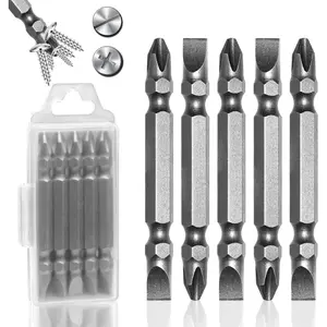 5 count Impact Double End  Bit Set Ph2/Sl6  Slotted Phillips  Bit S2 Alloy Steel with Storage Box (65mm)