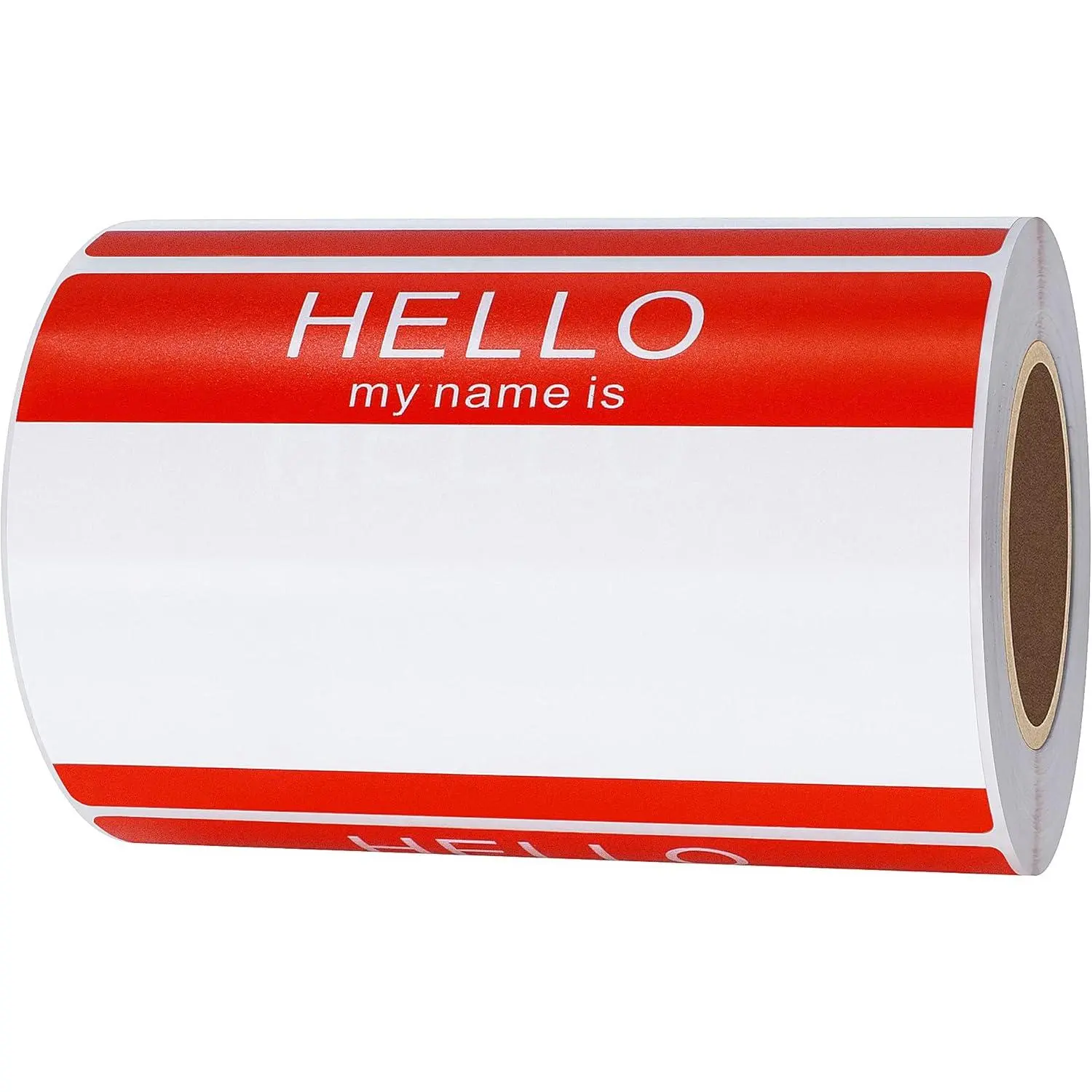 "Hello My Name Is" Red Paper Adhesive Name Tag Stickers, 3.5" x 2.36" Size, 200 Labels Per Roll (Office Stationery Supply)