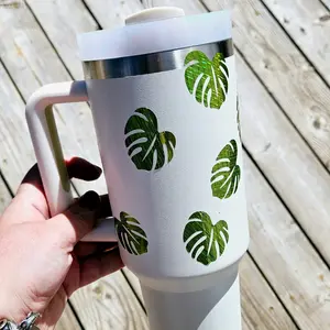Monstera Leaf Stanley Cup Stickers | Foliage Leaf Decal, Stanley Accessories, Tumbler Sticker, Vinyl Car Decal, Water Bottle Decal Stickers