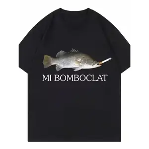 "Mi Bomboclat" Smoking Fish Viral Meme Graphic T-Shirt, Cotton Comfort Tee, Gen Z Humor Fashion Outfit, Casual Shirt, Ideal Meme Fan & Edgy Gift for Him/Her