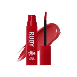 Ruby Kisses Lip Vinyl Tint - High-Pigment, Transfer-Proof, Smudge-Proof Liquid Lipstick, Soft-Satin Shine, Lightweight Makeup, Long-Lasting Lip-gloss, Full Coverage Color (KISS ME, 2.8mL)