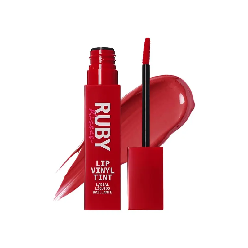 Ruby Kisses Lip Vinyl Tint - High-Pigment, Transfer-Proof, Smudge-Proof Liquid Lipstick, Soft-Satin Shine, Lightweight Makeup, Long-Lasting Lip-gloss, Full Coverage Color (KISS ME, 2.8mL)