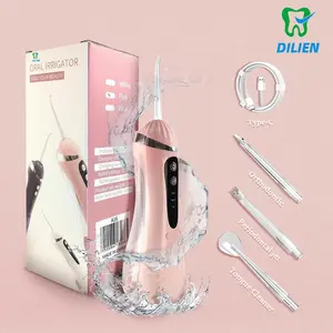 DILIEN Portable Oral Irrigator Water Flosser - 3 Color Options Cordless Dental Cleanser for Travel with 3 Cleaning Modes & Customizable Nozzles Pink Durable Waterproof IPX6